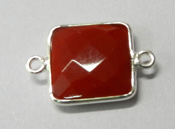 925 Sterling Silver Coral Bezel setted Connector