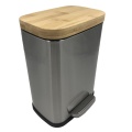 Stainless Steel Trash Can with Bamboo lid