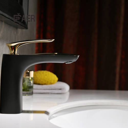 Single Hook Faucet Luxury Gold And Black Plating Brass Mixer Faucet Supplier