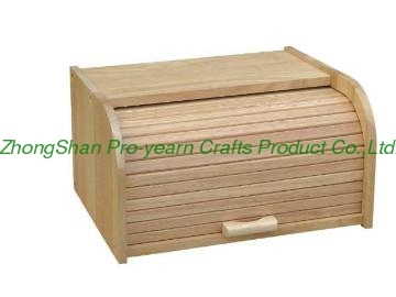 Wooden bread bin with roll top assy