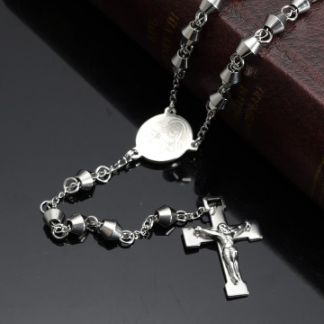 Manik-manik Rosario Kalung Stainless Steel Palang Pendant