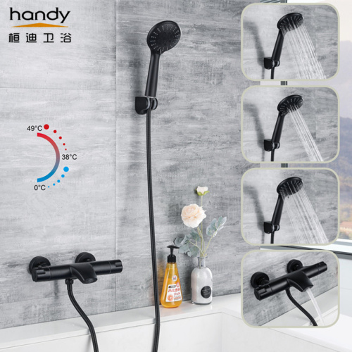 All-match Black Thermostatic Shower Simple Suits