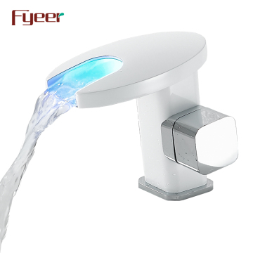 Fyeer White Hydro Power Bathroom LED Basin Mixer Tap