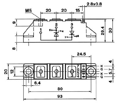 Thyristor Modules YZPST-MTC55A1600V