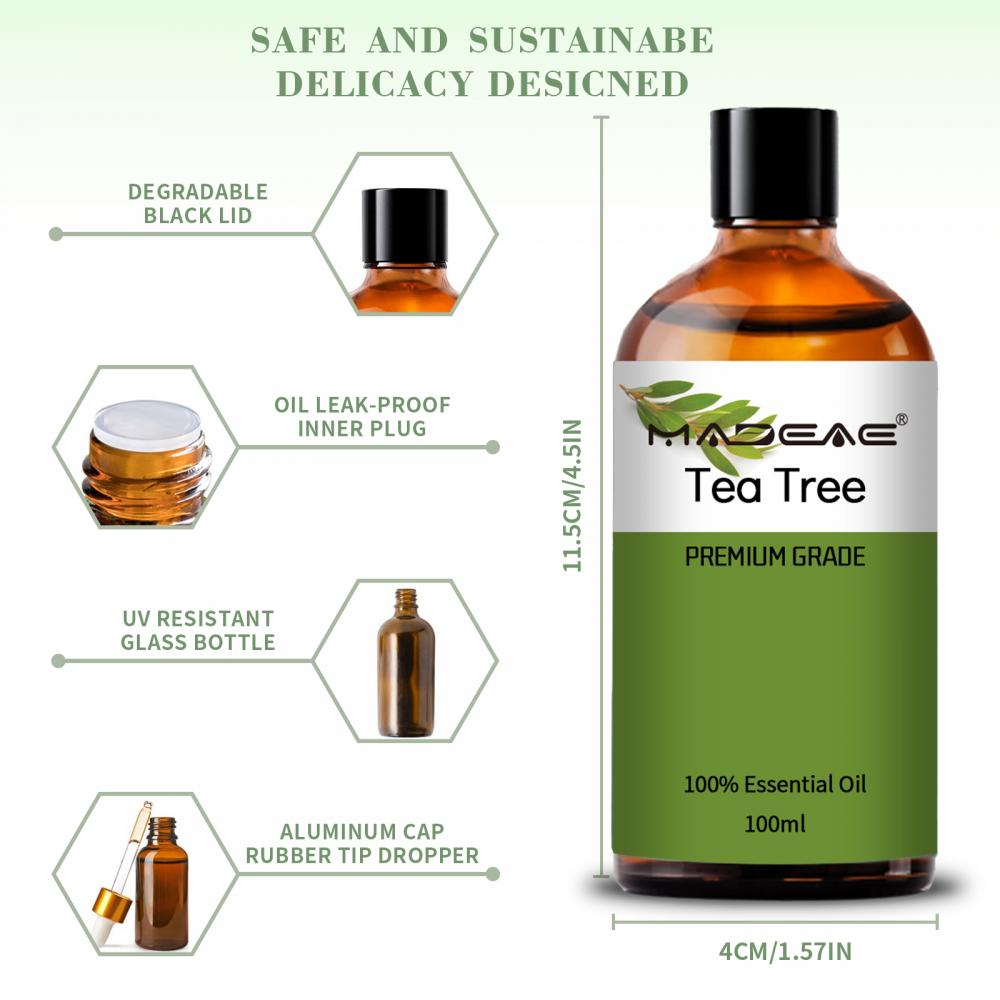 100% Organic Pure Nature Steam Distillation Tea Tree Essential Oil For Hair Skin and Nails Aromatherapy