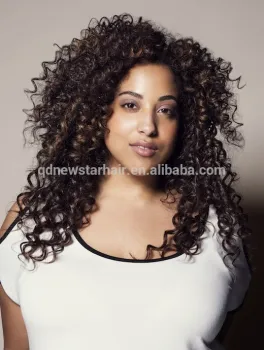 Hot Products 20'' Curly Indian Remy Hair Full Lace Lady Wigs for African Women
