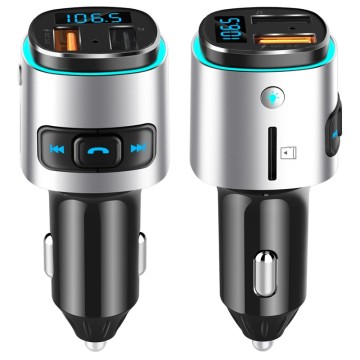 Fast Charging QC3.0 FM Transmitter Car Kit with Dual USB and Hands-Free Calling MP3 Player