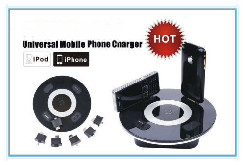 Bright Black Multi 6 Terminal Interchangeable Connectors Cell Phone Docking Station