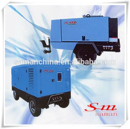 High efficiency diesel power portable screw air compressor