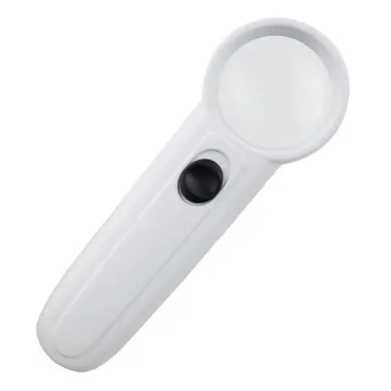 15X37MM 2 LED White Magnifier with Plastic Handle - Jewelry Magnifying Glass Loupe