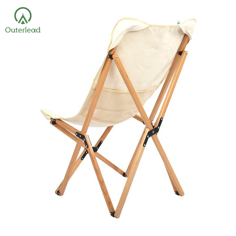 Silla de acampar de madera plegable ligera portátil al aire libre