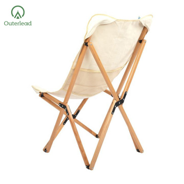 Cadeira de camping de madeira dobrável portátil ao ar livre