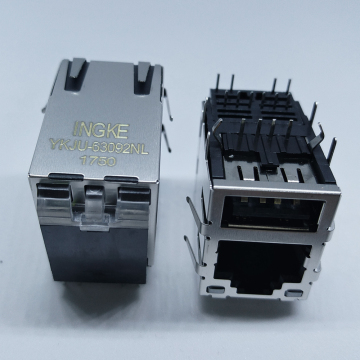 Ingke YKJU-63092NL 100% cross ARJE-0032 1 Port RJ45 with USB RJ45 Magnetic Modular Jacks