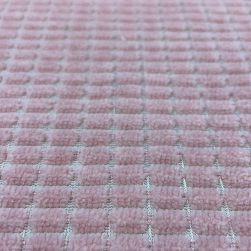 Coral Fleece with Drop-needle Check Jacquard Fabric