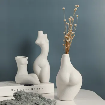 Ceramic Flower Vases: White Porcelain Planters for Indoor Decor