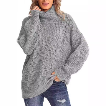 Women's Autumn Winter High Neck Loose Knit Pullover Sweater