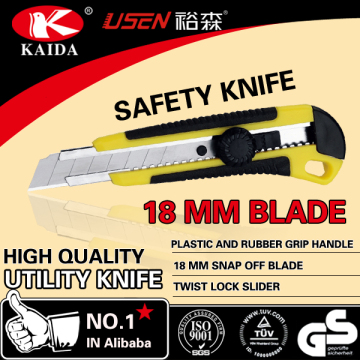 Stationery Cutter Plastic with rubber grip handle 18mm Snap-off Blade Utility Paper Cutter Knife