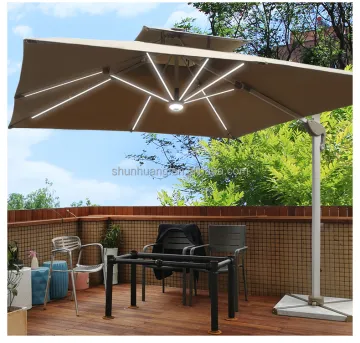 Outdoor Patio Roman Umbrella Beach Round Parasol with LED Light
