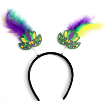 Mardi Gras Feather Headband - Purple Gold Green Butterfly Accessory