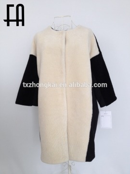 Factory direct sale lady"s fashion wool sheared fur coat