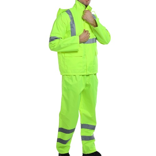 ANSI/ISEA107-2020 Waterproof PU Long Rain Jacket For Men