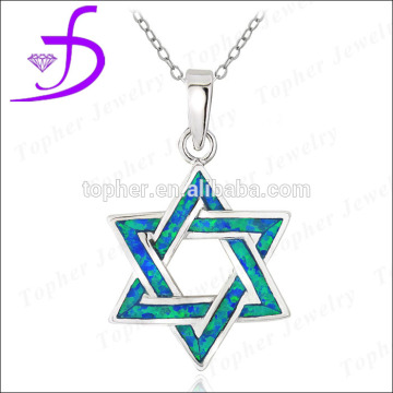 2014 hot-sell middle east design- silver star shaped pendant opal star pendant