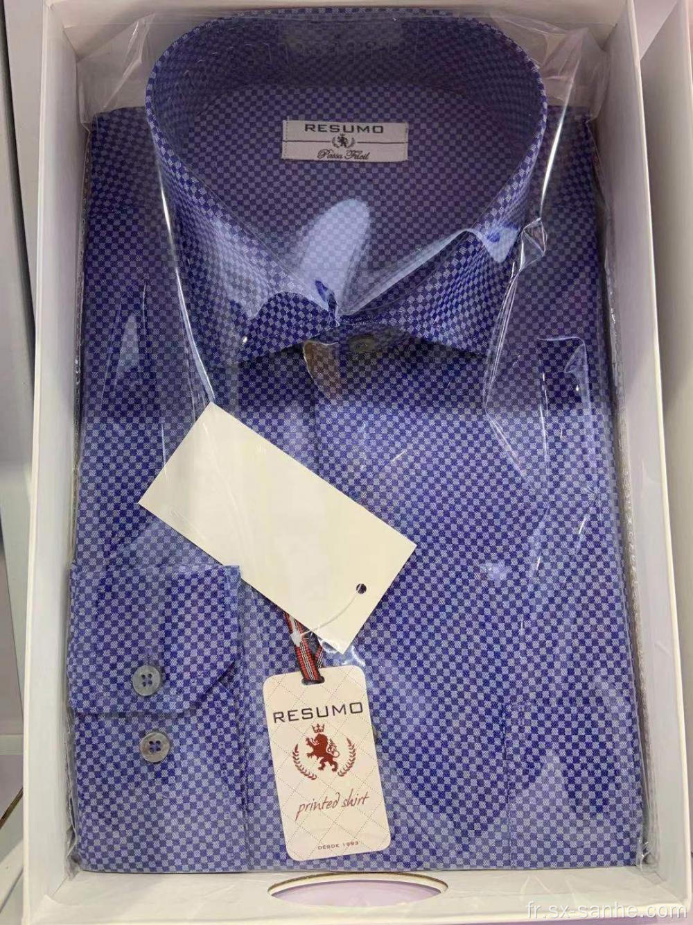 Chemise Homme Violet Imprimée à Manches Longues