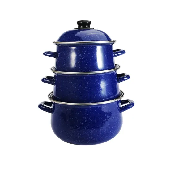 5PCS Dark Blue Enamel Casserole Cookware Cooking Pot Set