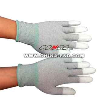 Antistatische Carbonfaser PU finger beschichtete Handschuhe