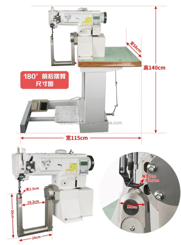 180 Degree Handbag Industrial Rotary Post Bed Walking Foot Lock Stitch Sewing Machine Price