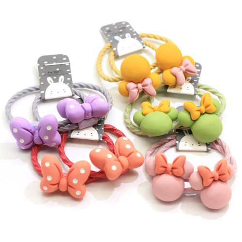 2019 Hot Sale Cartoon Mouse Head Ponytail Holders Pastel Color Elastic Rubber Band Hair Ties Women Girls Hair Tie Elastic Band