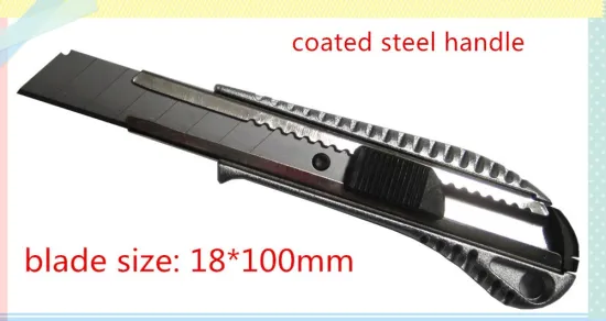 coated steel handle utility knife with blade 18*100mm