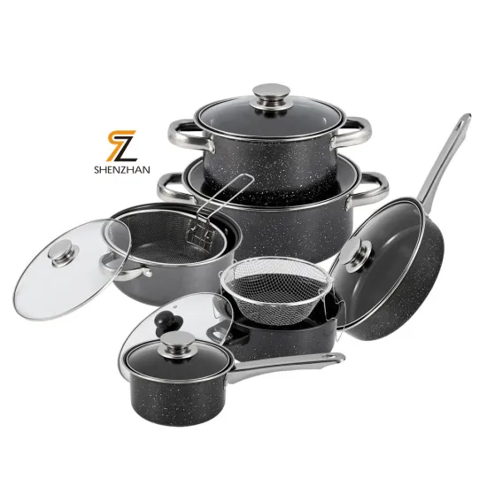 Top Selling Luxury Cooking Kitchen Sets: Carbon Steel, Non-Stick, and Marble Finish Pots & Pans