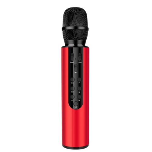 Wireless Microphone Dual Speaker Condenser Bluetooth Karaoke Speaker Microphone for Karaoke/Singing/Church Red