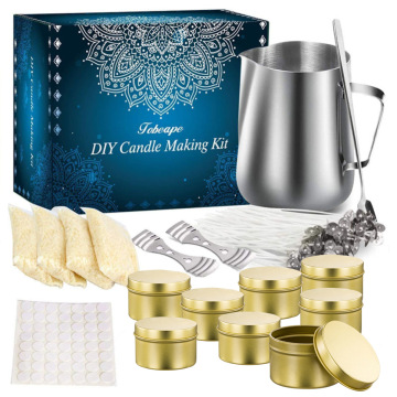 INTODIY Handmade Golden Iron Candle Holder & DIY Candle Making Kit