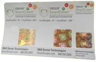 Hot foil stamping hologram sticker on paper
