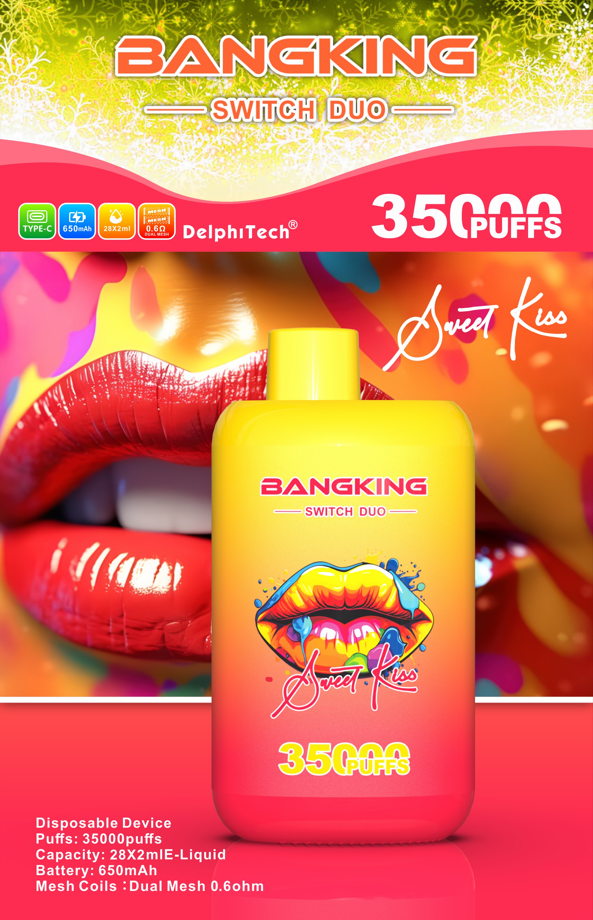 Bang king 35k 2in1 บุหรี่ไฟฟ้าแบบใช้แล้วทิ้ง