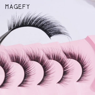 MAANGE Private Label Synthetic Fiber False Eyelashes, 7 Pairs Cat Eye Flutter Lashes