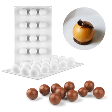 Mini Truffle 15 Hole 3D Silicone Round Ball Shaped Baking Moulds Cake Mold Kitchen Tool For Dessert Muffin Brownie Pudding Jell