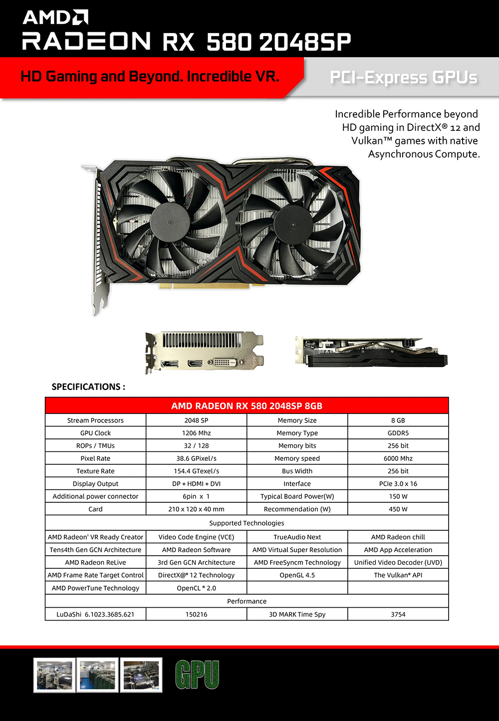 RX 580 8GB D5 2048SP Graphics card