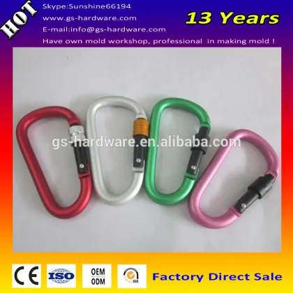 D type carabiner,Aluminum locking Carabiner,XS-A001