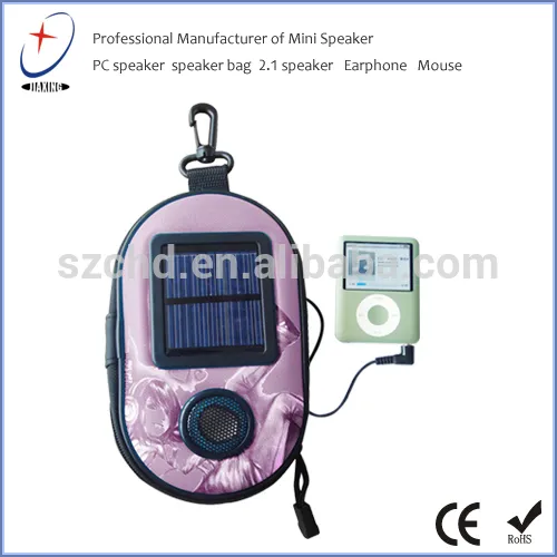 solar powered rechargeable mini speaker case for mobile phone with EVA material