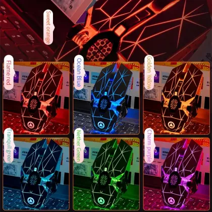 2.4G USB Wireless Gaming Mouse with 7 Color LED Backlit - Rechargeable Silent Office Mouse for Computers