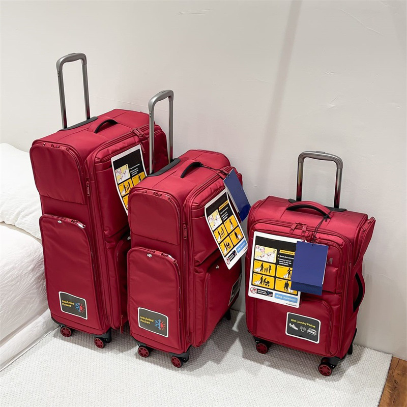 Universal Wheel Multi-Pocket Cloth Travel Cabin Bag