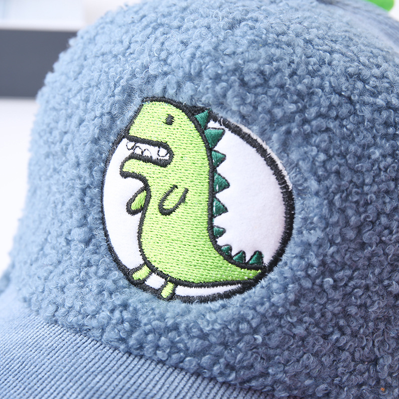 Children corduroy cartoon dinosaur baseball cap (10)