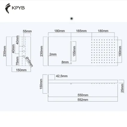 Gun Grey Feiyu Ceiling Square Shower Head for Bathroom