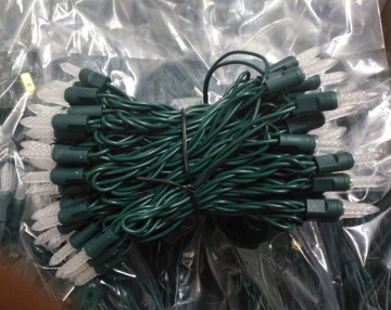 70 M5 Warm White LED Christmas Lights - 4 Inch Spacing, Brown Wire