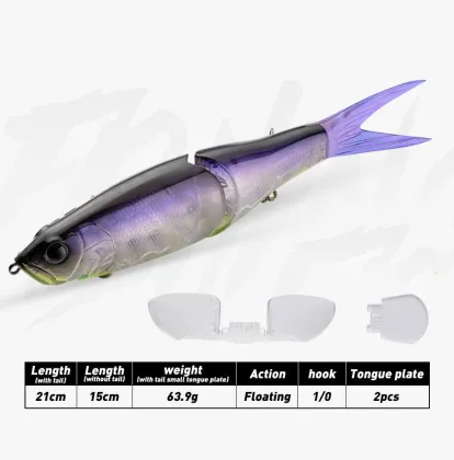 210mm Predator Multi-Jointed Floating Minnow Lure - Bass and Pike Fishing Bait