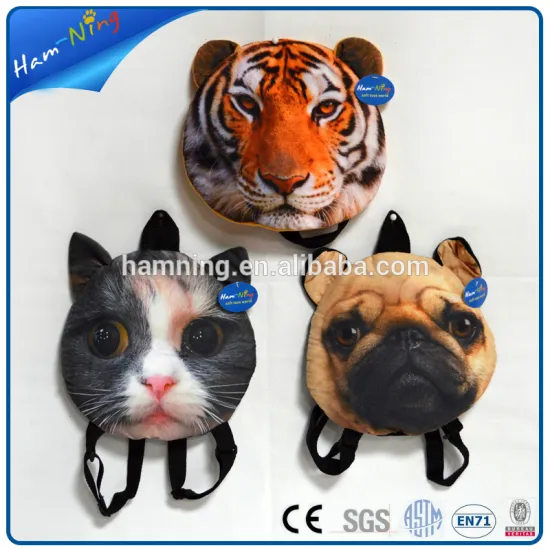 3 kinds of real life like animal sublimation plush bag
