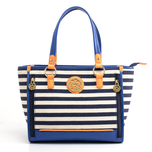 QQ Bear Latest Ladies Fashion Canvas Striped Carry-on Handbag (pH1709)